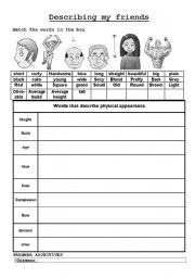 English Worksheet: describing person