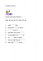 English worksheet: Verb be