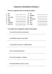 English worksheet: Comparatives and Superlatives worksheet