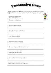 English worksheet: The Possessive Case