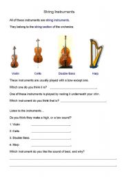 English Worksheet: String Instruments