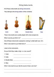 English worksheet: String Instruments