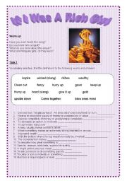 English Worksheet: If I was a rich girl/boy