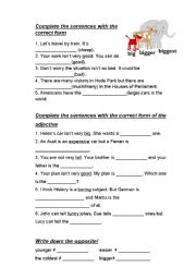 English Worksheet: Comparison of adjectives
