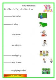 English worksheet: subject pronouns