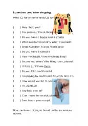 English Worksheet: Expressions used when shopping.
