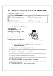 English Worksheet: participles and prepositions