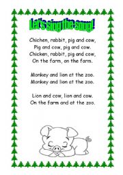 English worksheet: Song (Farm)