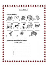 English worksheet: Animals 