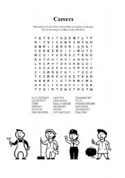 English worksheet: Careers word search