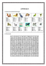 English worksheet: Animals II