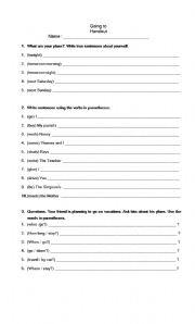 English Worksheet: to be going to...