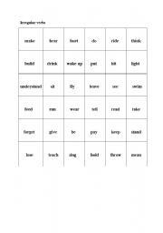 English Worksheet: irregular verbs- noughts and crosses game