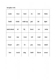 English Worksheet: irregular verbs- noughts and crosses game