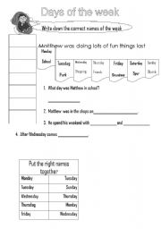 English Worksheet: Days of the week