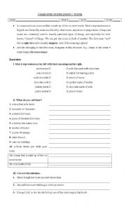 English Worksheet: compound nouns