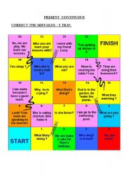 English Worksheet: SNAKES and LADDERS / PRACTISE THE PRESENT CONTINUOUS