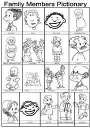 English Worksheet: FAZMILY MEMBERS PICTIONARY