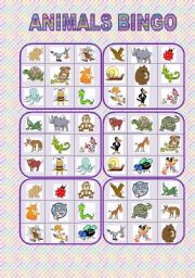 English Worksheet: Animals bingo