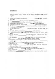 English Worksheet: Used to, didnt use to excercise