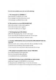 English Worksheet: Prefixes and Sufxes Multiple Choice