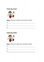 Two truths and a lie worksheet