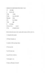 English worksheet: verb to be