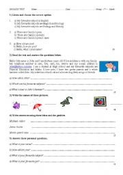 English worksheet: Test 