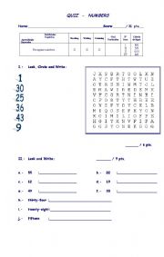 English Worksheet: QUIZ NUMBERS