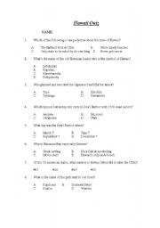 English Worksheet: Hawaii General Knowledge Quiz