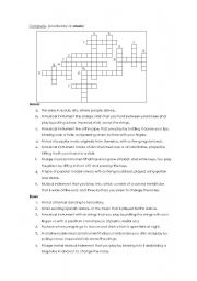 English Worksheet: Crossword on music vocabulary