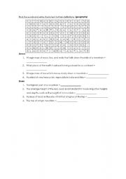 English worksheet: Wordsearch puzzle on geography