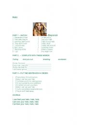 English Worksheet: Halo - Beyonc