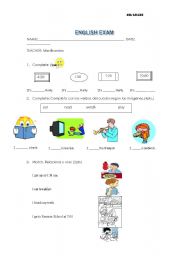 English Worksheet: Test 4th grade . Present Simple, the time and subjects.