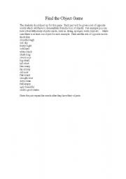 English Worksheet: Activity for learning opposites and adjectives