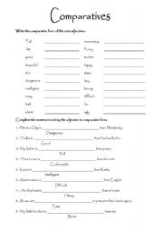 English Worksheet: Comparative 