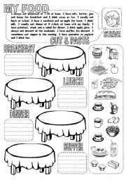 English Worksheet: MY FOOD CUT & PASTE (2)