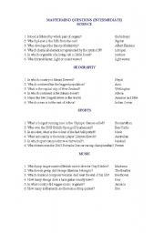 English Worksheet: MASTERMIND QUESTIONS
