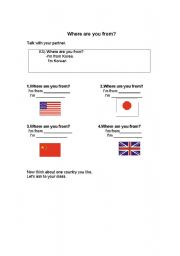 English worksheet: Where are you from