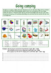 English Worksheet: Going camping