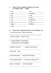 English Worksheet: Comparative / Infinitive and Gerund / Possessive and Pronoun Exercise