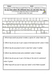 English Worksheet: Keyboard Assessment