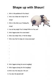 English worksheet: Shape up with shaun (topic: sport and health)