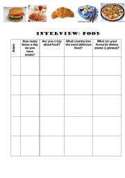 English worksheet: Food interview