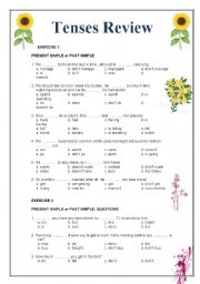 English Worksheet: Tenses Review - basic tenses - two pages
