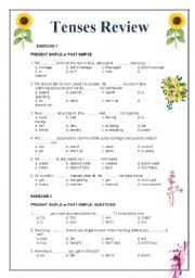 Tenses Review - basic tenses - two pages