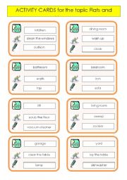 Activity cards for the game Draw-M-Explain topic FLATS and HOUSES