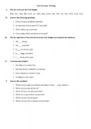 English worksheet: Control paper past simple