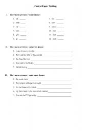 English worksheet: control paper past simple 2