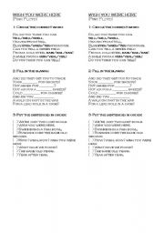 English Worksheet: Song: Wish you were here